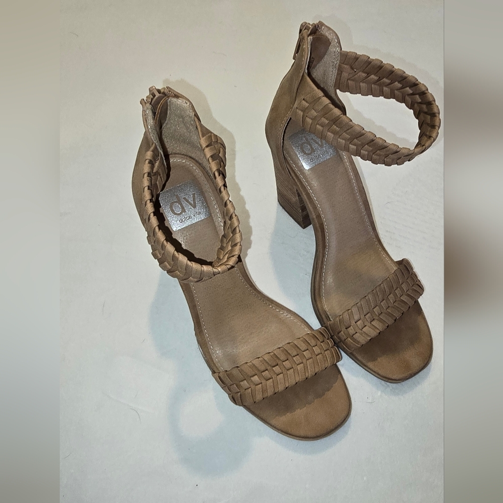 Dolce Vita Cecely Tan Braided Heels Dressy Neutral Party Evening - Picture 3 of 7